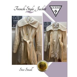 Beautiful GUESS Trench-Style Jacket (Heavy) with Gold Detail, in Size Small